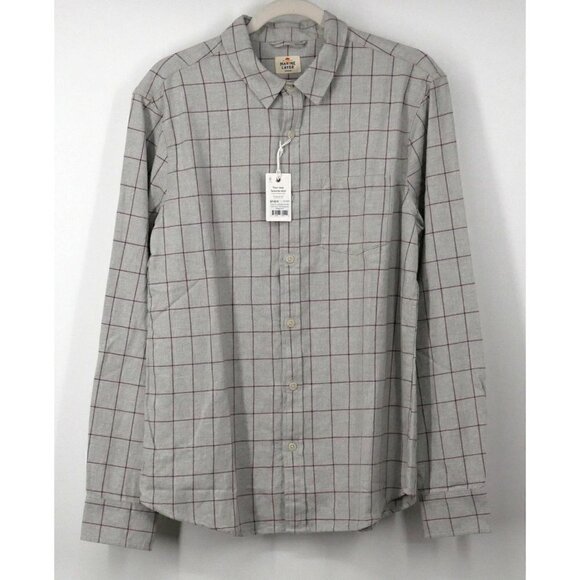 NWT Marine Layer Men's Classic Fit Twill Grey Windowpane Shirt Medium - Picture 3 of 4